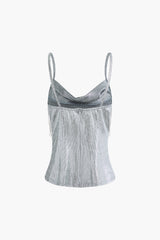 Sequin Fringe Cowl Neck Cami Top And Mini Skirt Set