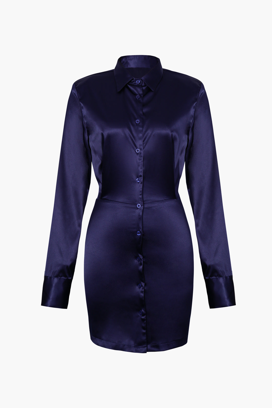 Satin Button Down Shirt Dress