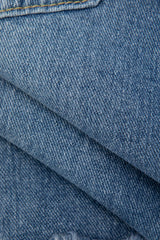 Frayed Hem Asymmetric Denim Skirt