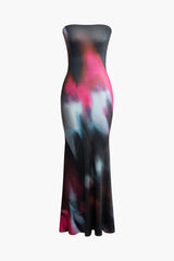 Tie Dye Mermaid Strapless Maxi Dress