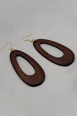 Wooden Teardrop Cutout Earrings