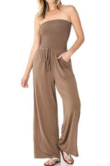 Tie Front Strapless Jumpsuit