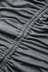 Solid Drawstring Ruched Long Sleeve Mini Dress