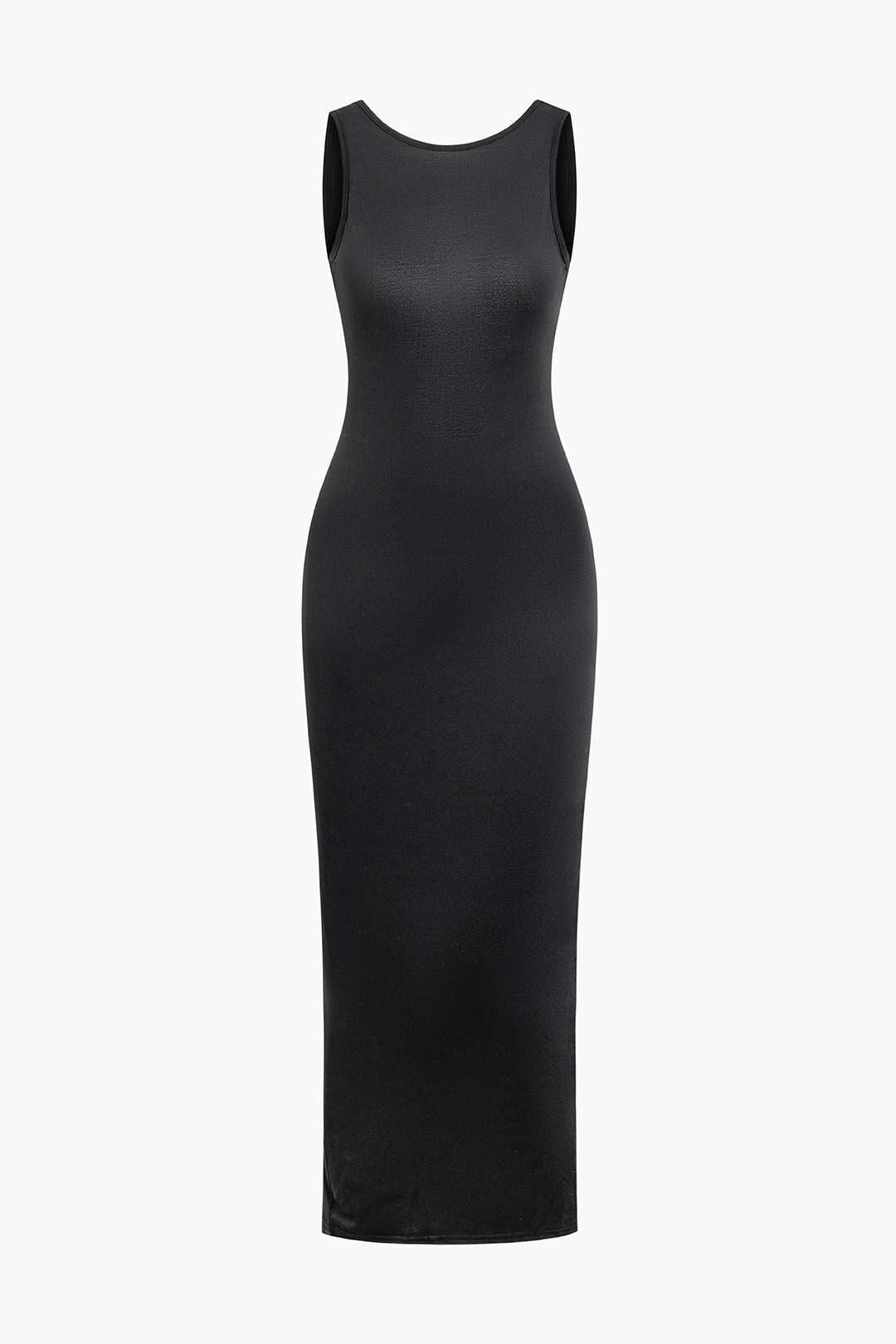 Round Neck Backless Slit Sleeveless Maxi Dress