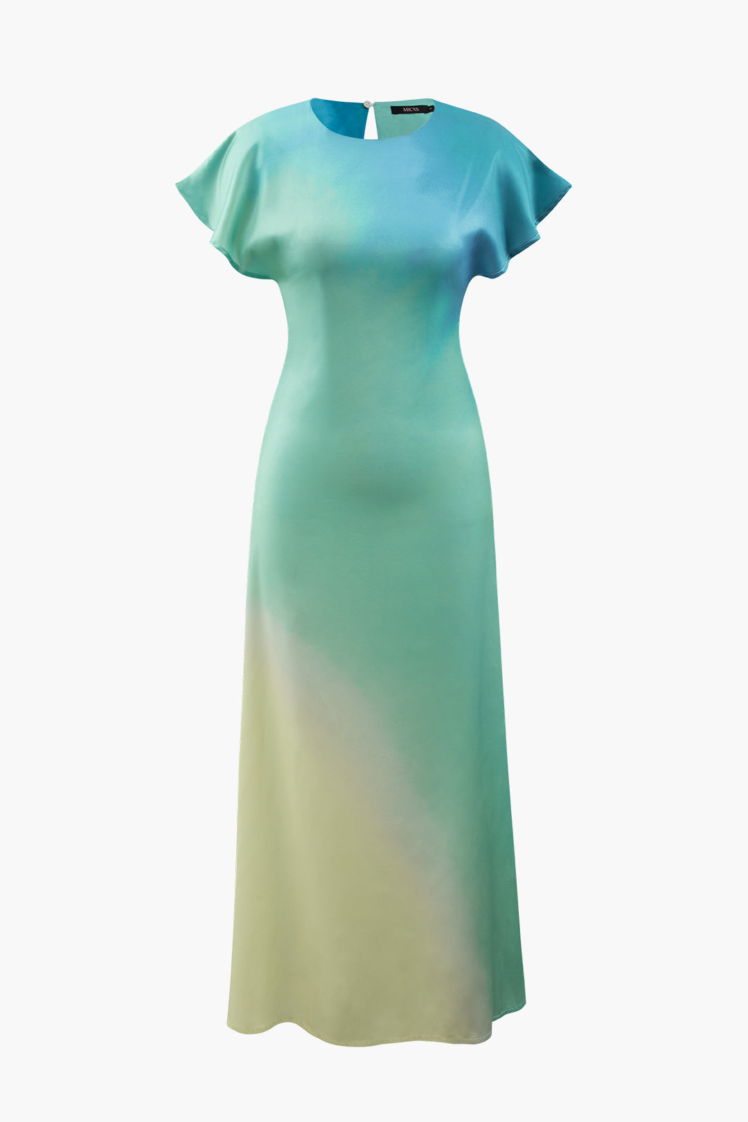 Tie-Dye Satin Cap Sleeve Maxi Dress