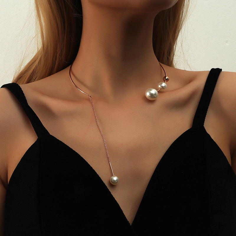 High Fashion Simple Pearl Tassel Necklace