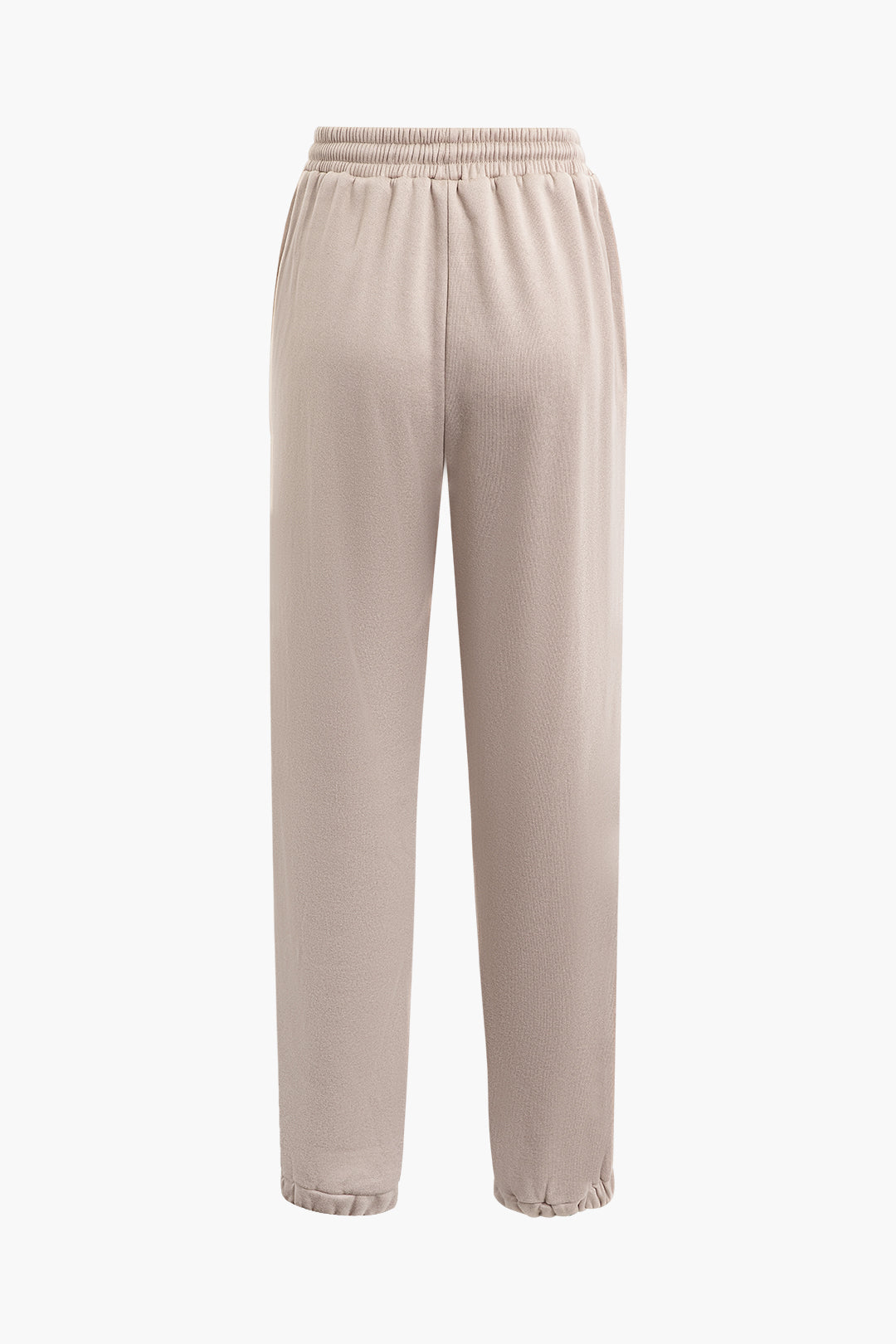 Basic Long Sleeve Pullover Sweatshirt And Drawstring Elastic Pants Set