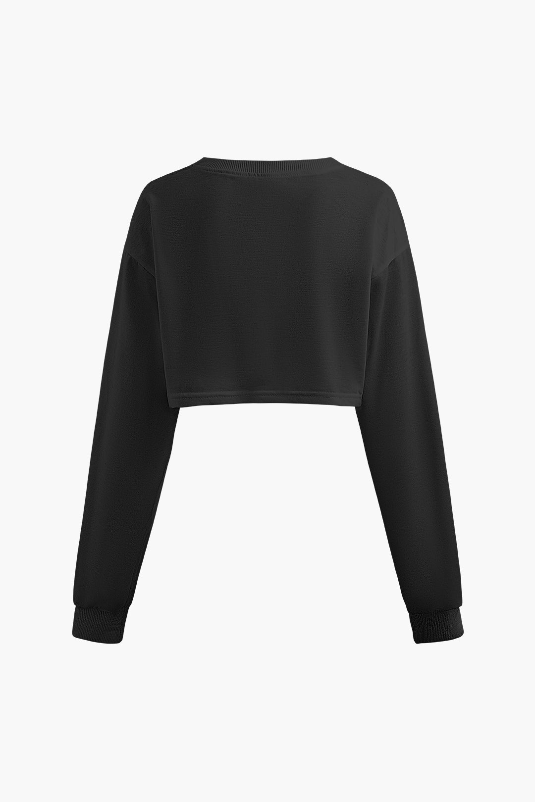 Body Print Round Neck Long Sleeve Crop Top