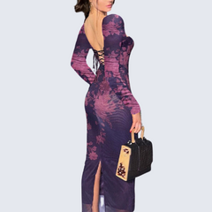 Floral Sheer Sleeves Romantic Cocktail Dress