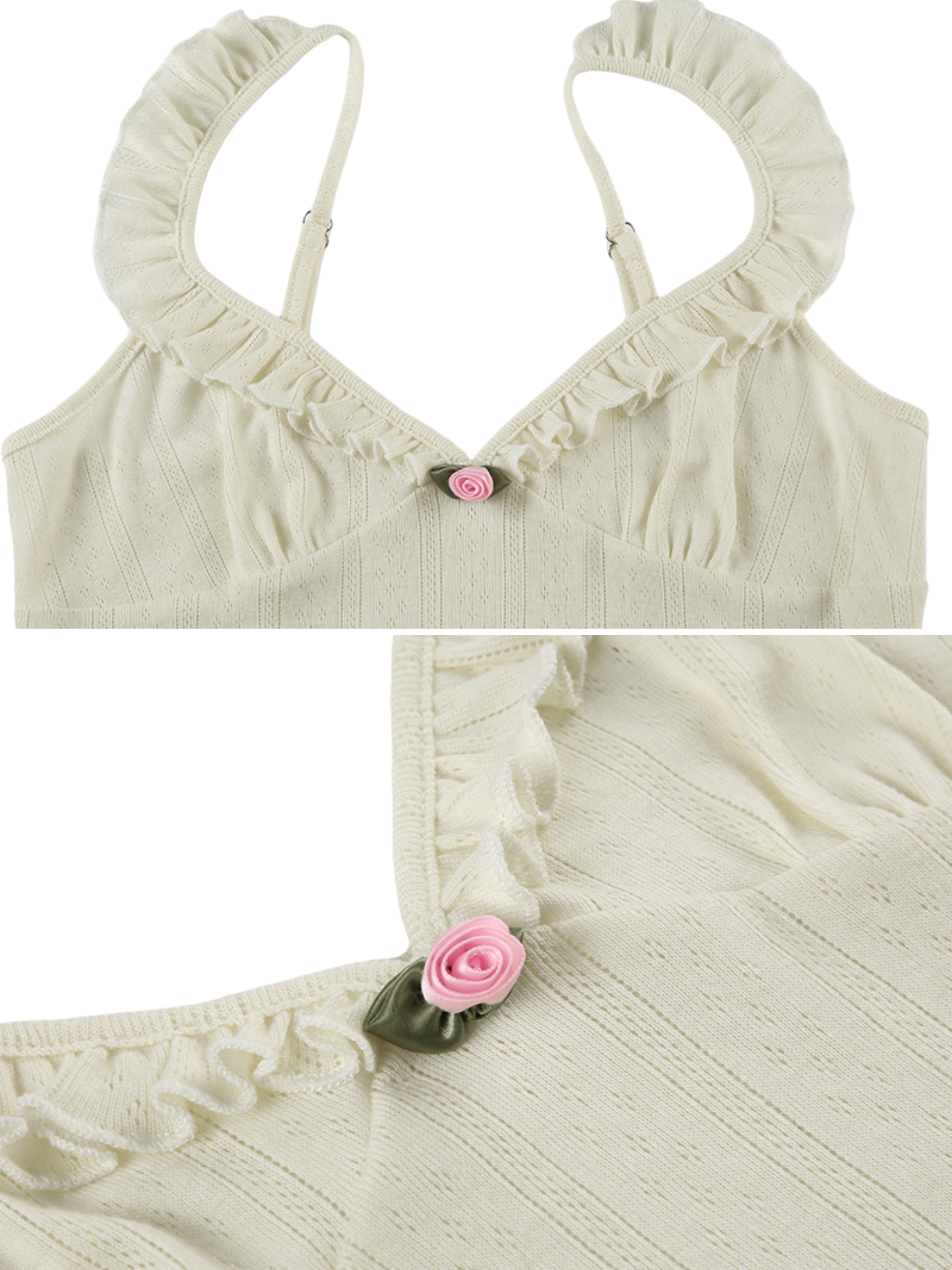 Carlin Ruffle Trim Knit Crop Top