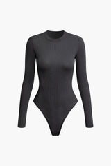 Solid Round Neck Long Sleeve Bodysuit