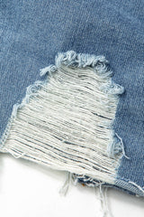 Frayed Button Up Flap Pocket Denim Coat