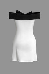 Contrast Bow Knot Off-Shoulder Mini Dress