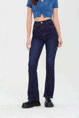 High Waisted Raw Hem Flare Leg Jeans