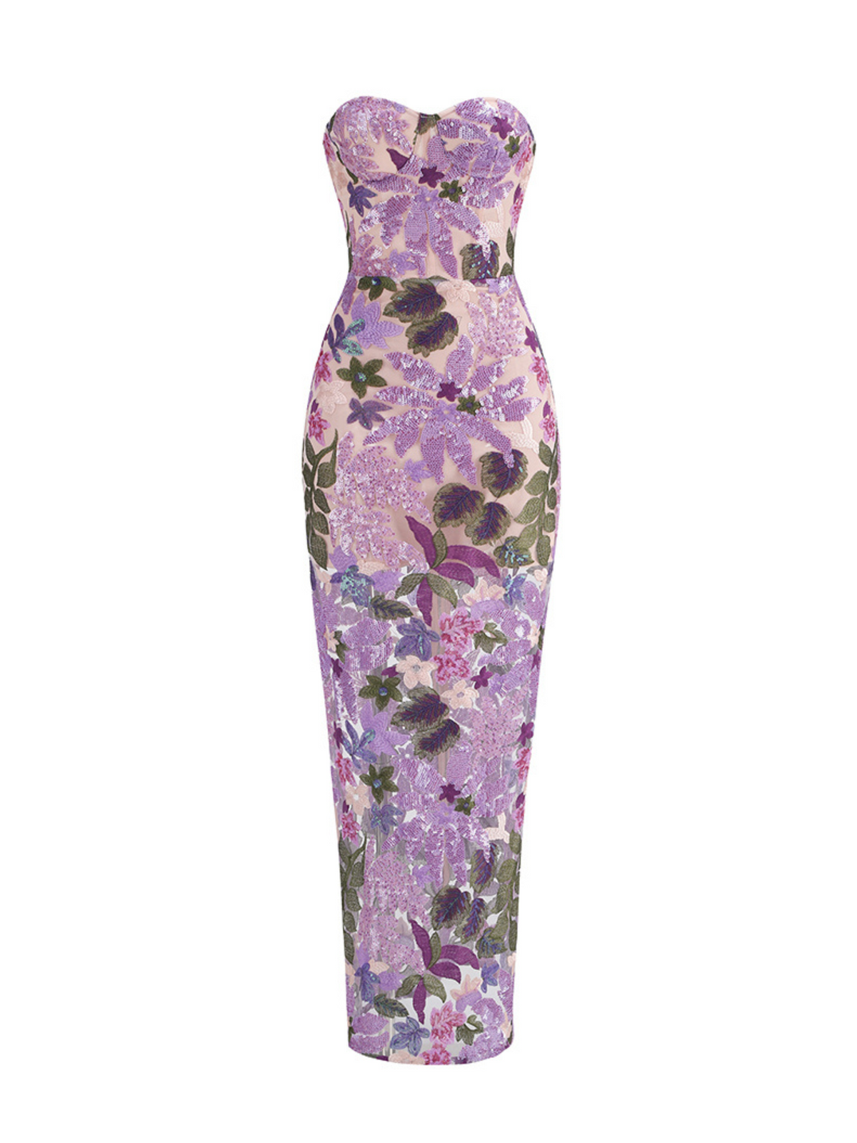 Aidan Embroidered Maxi Dress in Purple