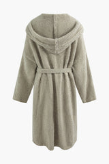 Hooded Belted Long Sweater Coat