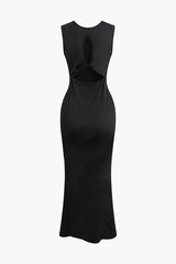 Solid Reversible Cut Out Sleeveless Midi Dress