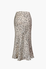 Leopard Print Slit Midi Skirt