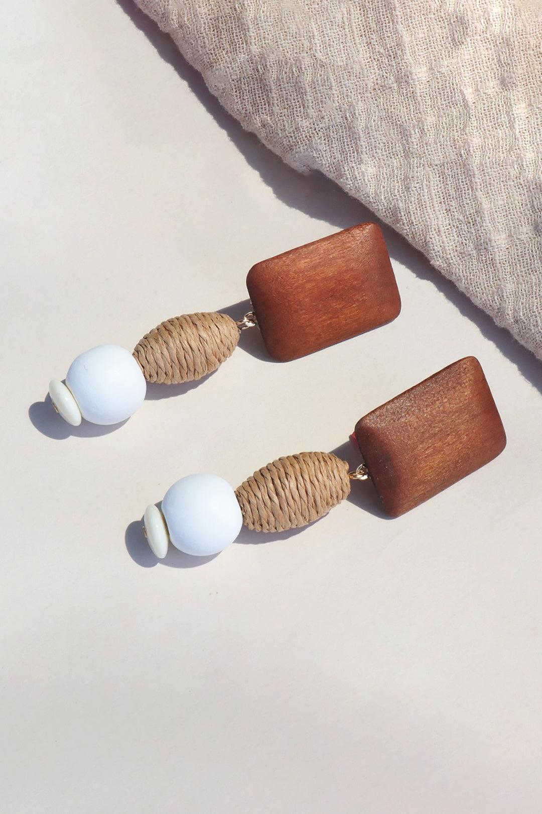 Wood Geometric Drop Earrings