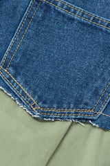 High Waist Patchwork Flap Pocket Wide Leg Cargo Pants