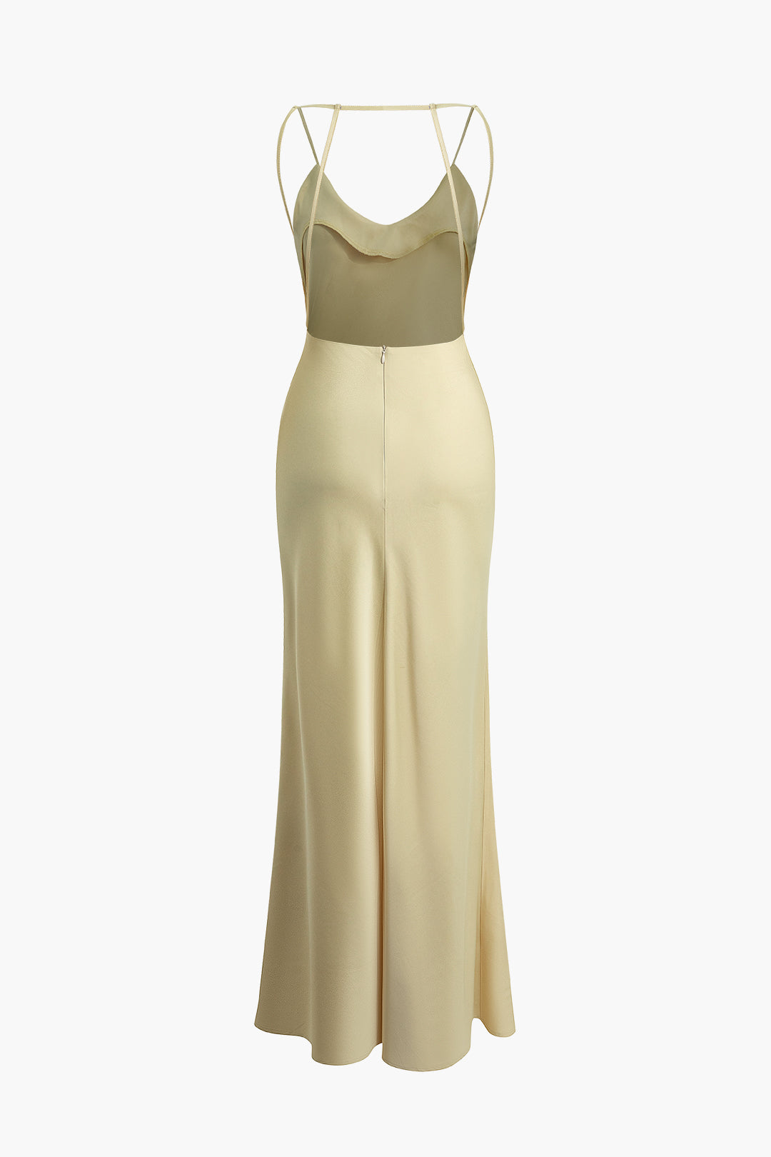 Solid Backless V-neck Maxi Dress