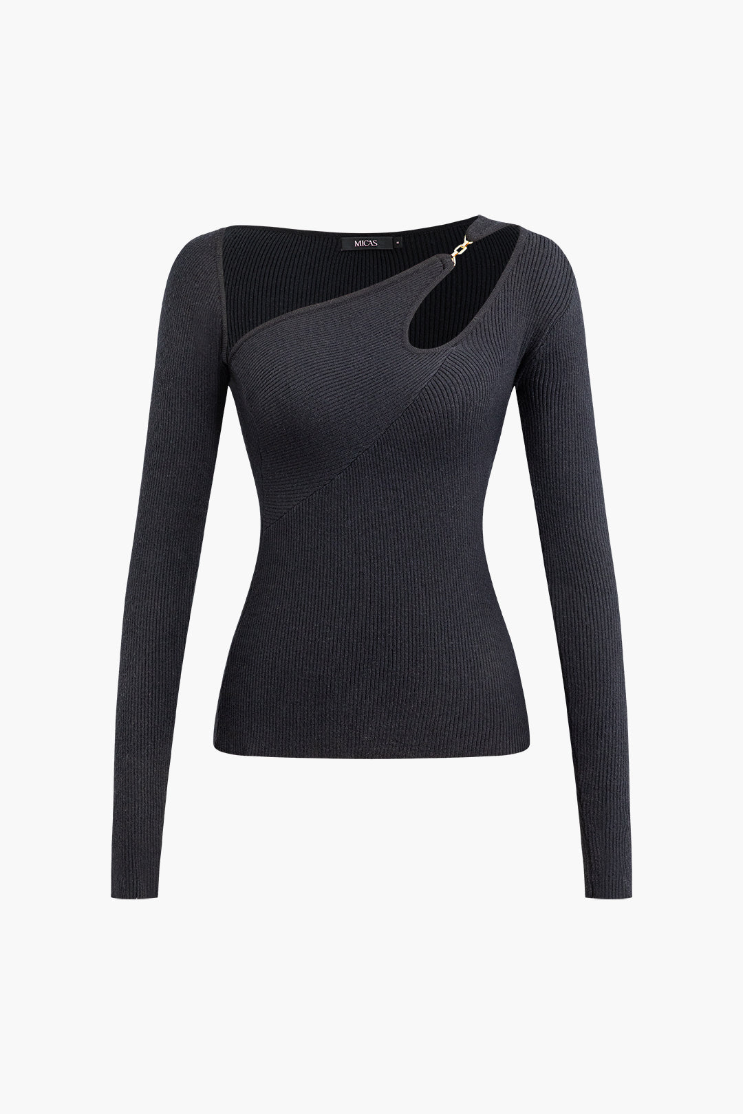 Asymmetrical Cut Out Long Sleeve Knit Top