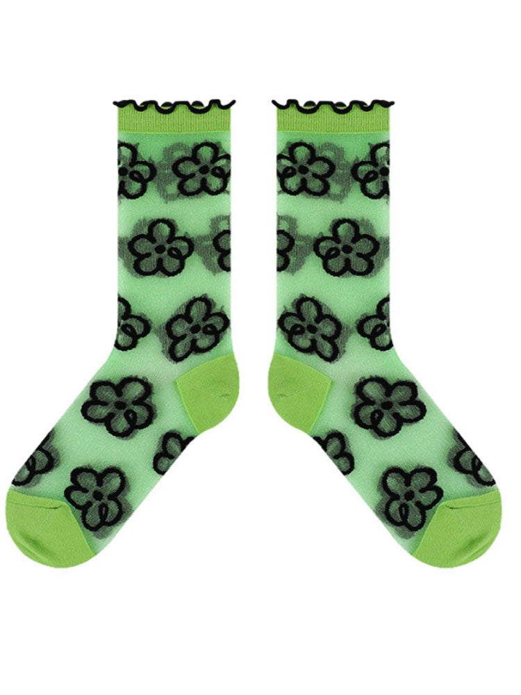 Adorable Printed Crystal Sheer Stockings