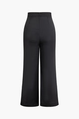 Gold Button Detail High Waisted Wide Leg Pants