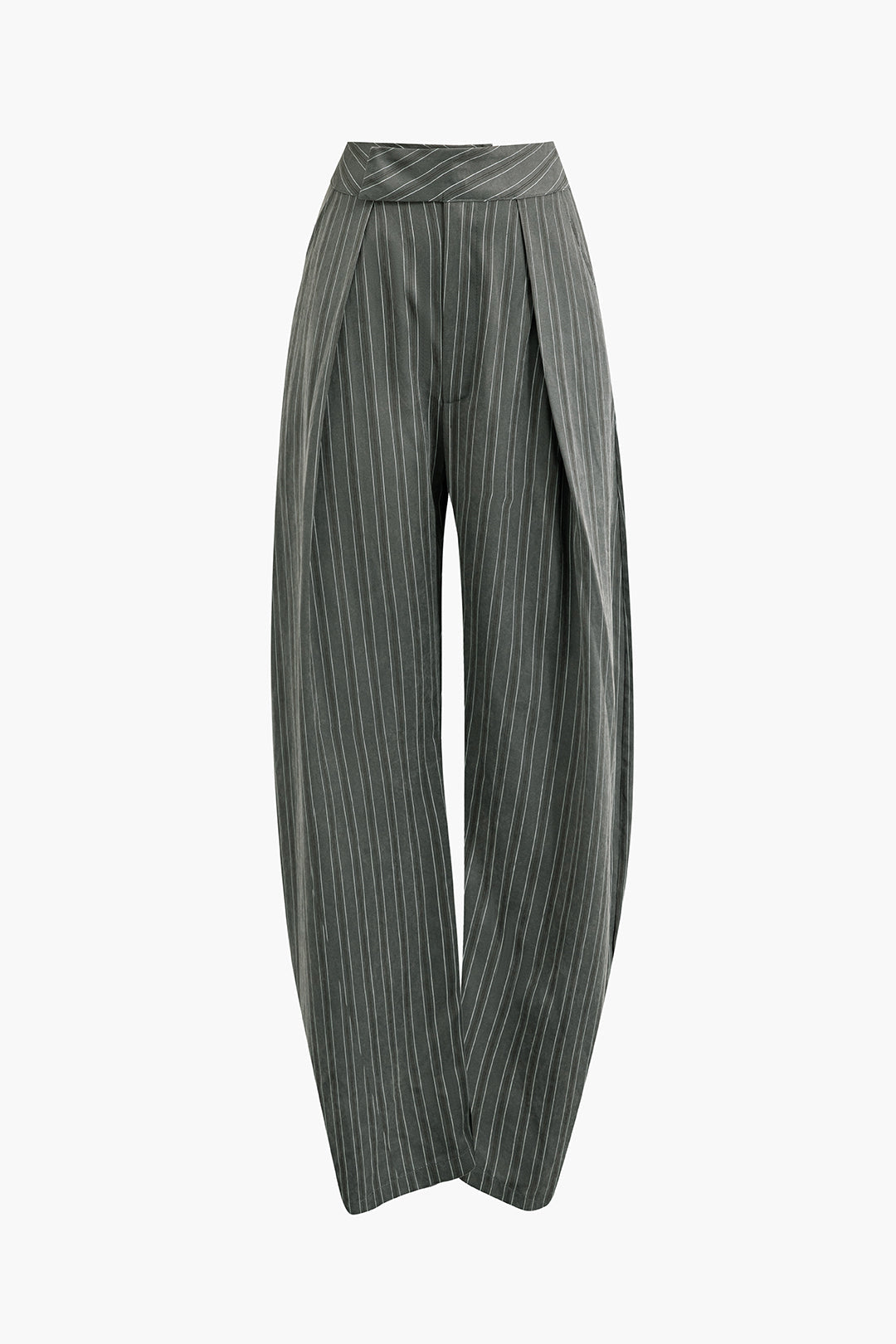 Pinstripe High Waist Pleated Wide Leg Pants