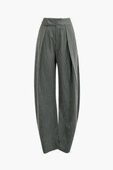 Pinstripe High Waist Pleated Wide Leg Pants