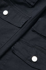 Button Flap Pocket Straight Leg Pants