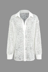 Lace Button Up Long Sleeve Shirt