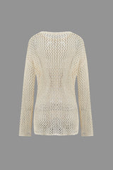 Round Neck Hollow Out Knit Cover-Up Top