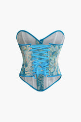 Floral Pattern Braided Tie Tube Top