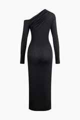 Asymmetrical Long Sleeve Maxi Dress