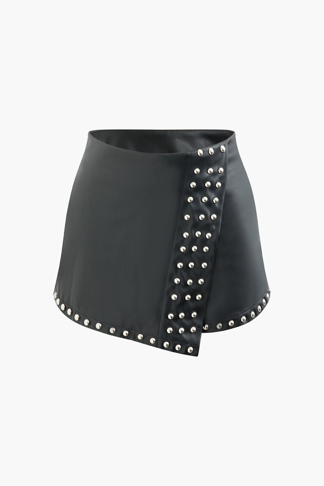 Faux Leather Studded Decor Shorts