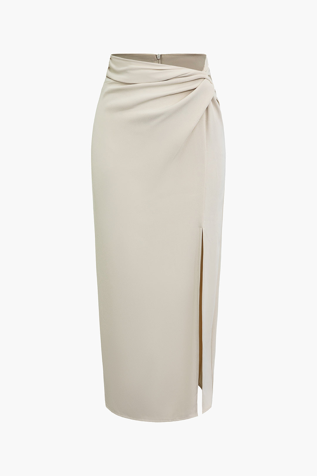 Twist Ruched Split Midi Skirt