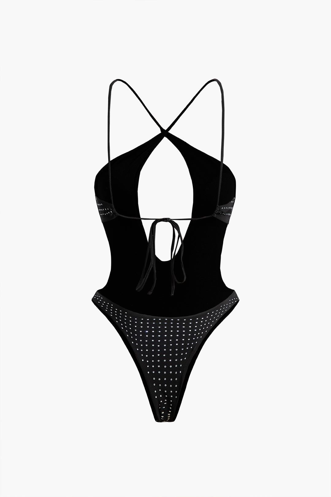 Rhinestone Embellished Tie Back One-Piece Swimsuit