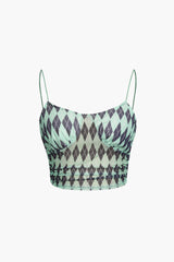 Argyle Print Mesh Cami Top