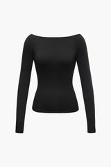 Solid Backless Long Sleeve Top