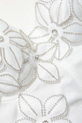 Rhinestone Embellished Flower Hook And Eye Bustier Cami Top