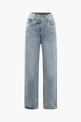 Asymmetric Waist Straight Leg Jeans