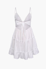 V-Neck Ruffle Hem Mini Dress