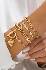 4pc Metal Chain Bracelet Set