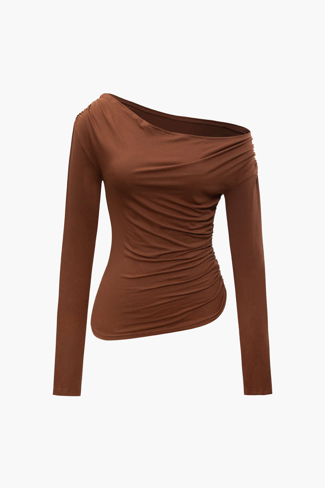 Asymmetric Ruched Long Sleeve Top