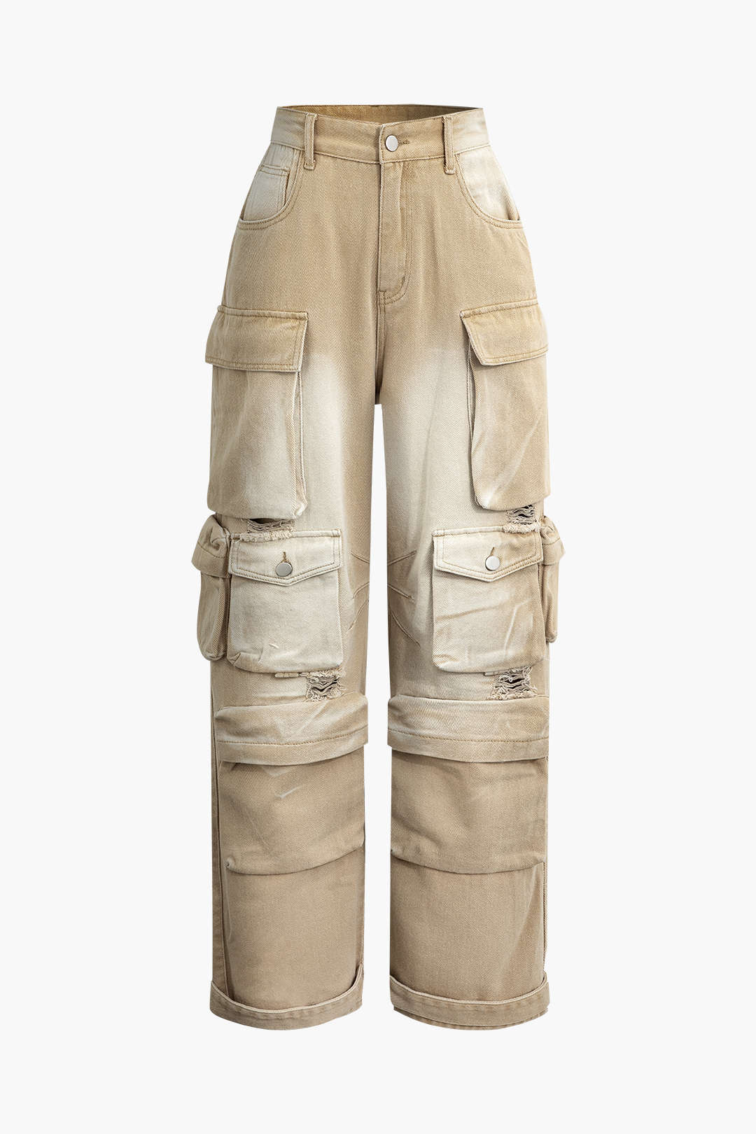 Ombre Multi Pocket Wide Leg Cargo Jeans