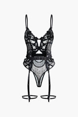 Belted Cut Out Lace Bustier Bodysuit