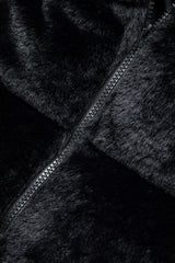 Hooded Zipper Tie Cut Out Side Faux Fur Vest