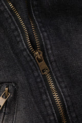 Denim Zip Up Ripped Vest