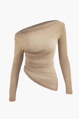 Asymmetrical Ruched Long Sleeve Top